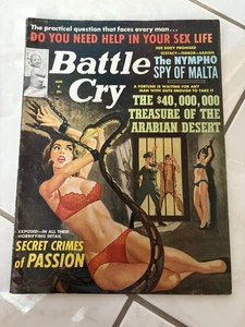Battle Cry Magazine 1965 Nazi Torture, Pinups, Nympho Spy, Pulp, Adventure - Foto 1 di 16