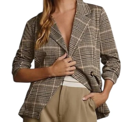 Anthropologie Maeve Collegiate Knit Plaid Blazer Jacket Sz Large Preppy Academia - Image 1 of 4