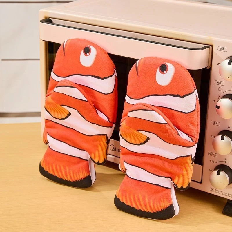 Lindos guantes resistentes al calor Nemo Clownfish horno para hornear resistentes a altas temperaturas Foto 1 de 4