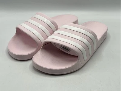 Sandalias Adidas Slides Adilette Aqua para mujer talla 8 rosa blanco a rayas GZ5878 Foto 1 de 4