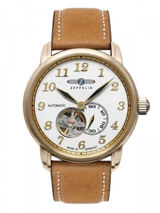 Zeppelin 7664-1 LZ 127 Graf Zeppelin Herrenuhr Automatik Open Heart mit braunem  - Bild 1 von 7