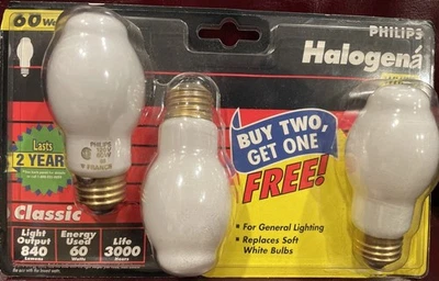 Bombillas halógenas vintage Philips BC60BT15/HAL/W 120V 60W 60 vatios (3) Foto 1 de 3