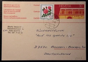 Schweiz - Ganzsache 23.01.1978  " Murten nach Baden-Baden " Südwestfunk - Bild 1 von 2