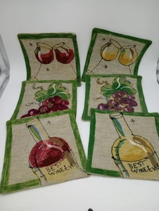 Pottery Barn Wine Themed Coaster Set Of Six - Picture 1 of 2