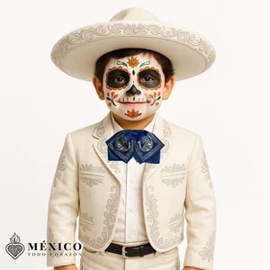 Mexican bow tie mariachi charro infant to toddler Blue with silver accents - Picture 1 of 4