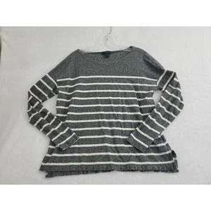 J.Crew Damen kleiner grau weiß gestreifter Langarm schwerer Strickpullover Oberteil - Bild 1 von 8
