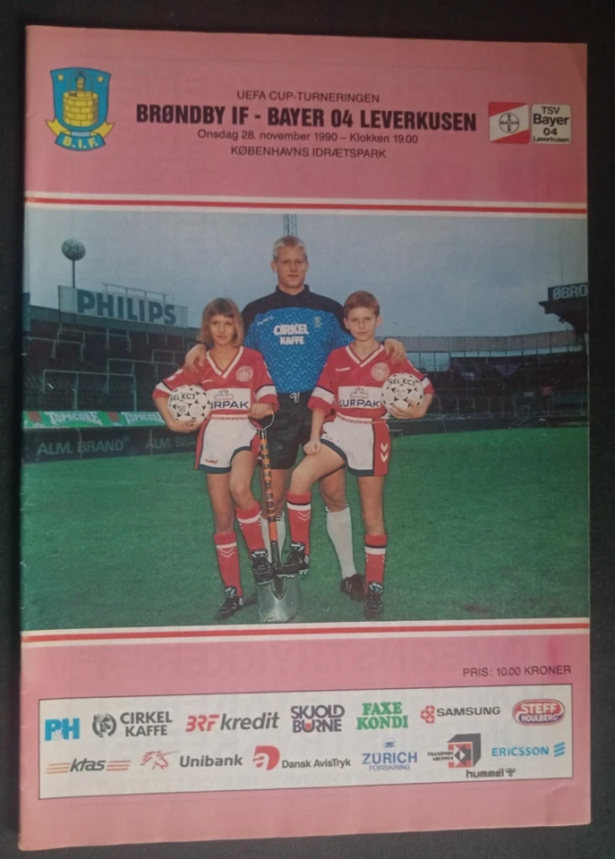 Orig. PRG  UEFA Cup  1990/91  BRÖNDBY IF - BAYER 04 LEVERKUSEN  !!  TOP - Bild 1 von 1