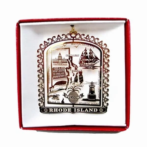 Rhode Island State Brass Ornament, Travel Souvenir - Picture 1 of 7