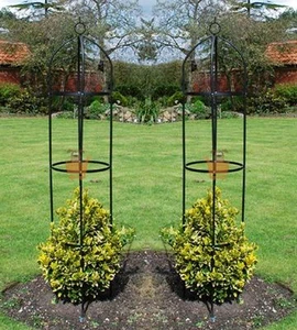 Set of 2 Garden Obelisk Climbing Plants Support Roses Metal Arch 1.9m High Pair - Picture 1 of 3