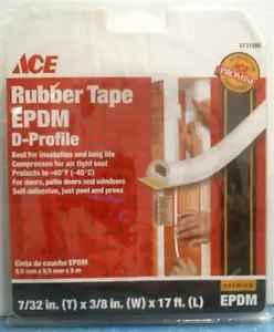 ACE Rubber Tape, EPDM, D-Profile 7/32" X 3/8" X 17' (5131586) FS - Picture 1 of 6