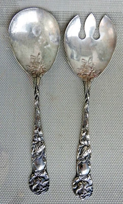 2 Toallas W.A. Cucharas para servir nupciales enchapadas en plata rosa cuenco floral Italia Foto 1 de 4