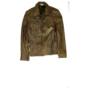 Street One Damen Leder Jacke Blazer kurzer Trenchcoat Gr 42 XL Braun Vintage TOP - Bild 1 von 3
