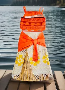 Disney Parks MOANA Costume Hawaiian Dress Up 2 Piece Skirt, Top Size 9/10 NWT - Picture 1 of 4