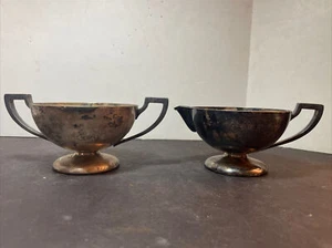 Juego de crema y azúcar enchapados en plata vintage Empire Silver Co. Sheffield - Imagen 1 de 9