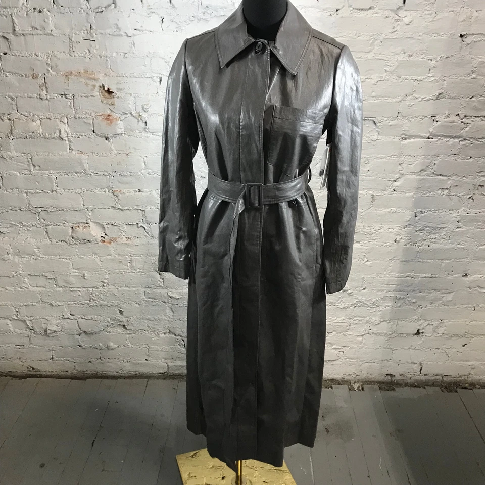 Chaqueta Alice + Olivia Mujer Extra Pequeña Gabardina Gris Vestido Chaqueta Cinturón Foto 1 de 4