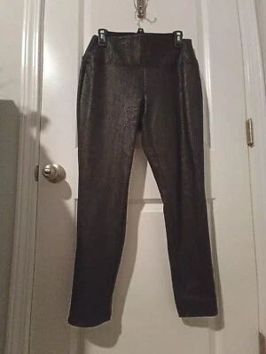 Apt 9 Black Snakeskin Faux Leather Leggings Tummy Control Slimming  NWT Sz Med  - Image 1 of 4