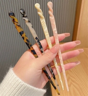 1x Women Oriental Updo Bun French Styling boho Acetate hair Pin Stick Chopstick - Image 1 of 4