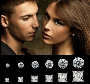 Genuine 925 Sterling Silver Cubic Zirconia Stud Earrings Small Round CZ Set Pack - Picture 1 of 8