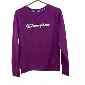 Champion Popover Spell Out Casual Sweatshirt Dark Purple Long Sleeve Womens S - Picture 1 of 6