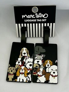 Nuovo set di 2 cani carini Marc Tetro🐶 targhette d'identità bagagli carte valigia trasporto - Foto 1 di 5