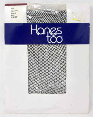 Pantimedias Hanes Too de Colección — Red Fishnet Negras Talla CD Medianas/Altas Nuevas de Lote Antiguo Foto 1 de 4