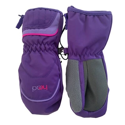 Mitones morados con cremallera juvenil talla pequeña 4-6 forro polar cabeza Ez On Off Foto 1 de 4