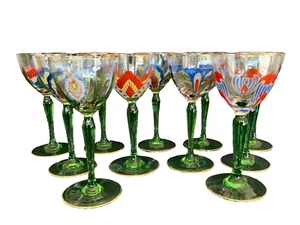 Theresienthal Weingläser in emaillierter Optik (11) um 1880-1900 - Bild 1 von 7