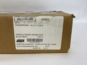 NORTON 66253302625 SCHLEIFSCHEIBE 14X1-1/2X5 KORN & GRADE 5SG46-HVSP BLAUDRUCK - Bild 1 von 3