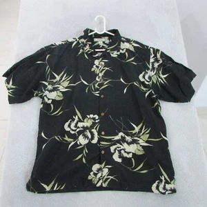 Tommy Bahama Shirt Mens Extra Large Black Silk Floral Short Sleeve Button Up - Picture 1 of 7