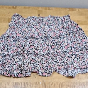 Falda para mujer Wild Fable con estampado floral talla grande niveles volantes rosa negro - Imagen 1 de 6