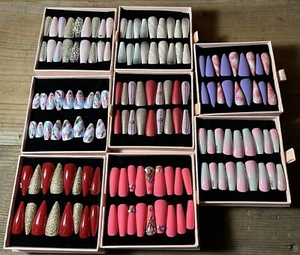 8 Boxes Artificial Nails Long 8 Different Styles Rhinestones All Sold Together! - Picture 1 of 6