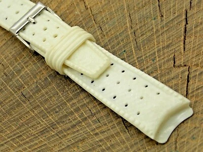 Bestfit Tropic Vintage NOS Unused Rubber Silver Tone Buckle Watch Band 19mm - Photo 1/4