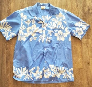 Royal Hawaiian Creations Shirt L short Sleeve Button Up Blue Floral - Picture 1 of 16