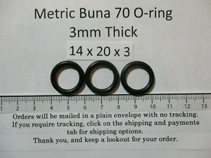 14mmID x 20mm OD x 3mm thick O-ring. Buna-70.   Quan 3. - Picture 1 of 7