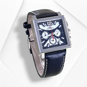 Orologio Mondia unisex vintage cronografo datario cinturino pelle cassa acciaio - Foto 1 di 5