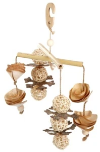 Vogelspielzeug Bamboo 30 x15 cm aus Bambus Weidengeflecht Holzrinde Holzball J5 - Bild 1 von 1