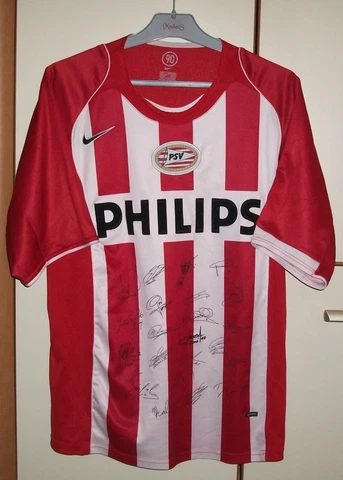 PSV Eindhoven 2004 - 2006 Home football shirt Jersey Nike size L autographs Cover