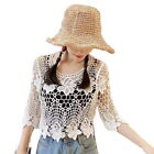 Breathable Women Blouse Embroidery Floral Lace Cover Up Elegant Pullover Tops