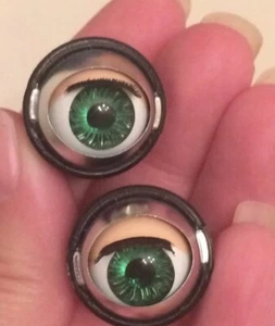 Doll Sleep Moving Eyes Size 13 Green Vinyl Doll Eyes Replace Doll Making Repair - Picture 1 of 4