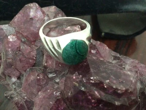 Taxco Sterling Silber 925 Ring Afrikanischer Malachit Mittelstein Ringgröße 10 1/2 - Bild 1 von 6
