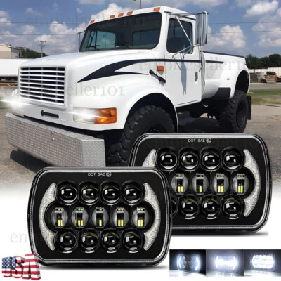 2X 105W 7x6" 5x7" Led Headlights for International Harvester 4700 4800 4900 8100 - Image 1 of 4