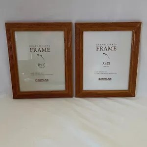 8 x 10 Wood Picture x2 Frames Vintage Solid Wooden Medium Oak Old Stock - Picture 1 of 7