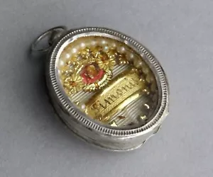 Antico reliquiario religioso francese in argento. Simonis. Santa Vergine Maria. medaglia - Foto 1 di 9