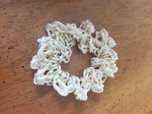 Cute Vintage 80s Ivory Knotted Hair Scrunchie Stretchy Accessory Ponytail Holder