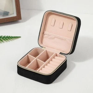 Plush Velvet Jewelry Box for Women Necklace Ring Earrings Organizer Holder Trave - Picture 1 of 6
