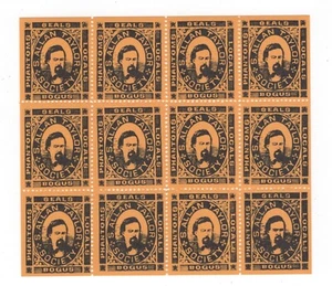 S. ALLAN TAYLOR PHANTOM LABEL SHEET OF 12 CINDERELLAS - Picture 1 of 1