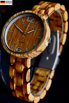 Excellanc Damen Frauen Holz Armband Uhr Braun Farben Damenuhr Olivenholz - Bild 1 von 2