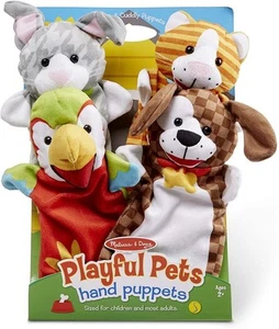 Melissa & Doug Playful Pets Hand Puppets (Rabbit, Parrot, Kitten, and Puppy) - Imagen 1 de 4