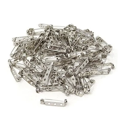  100PCS Silver Tone Pin Backs Safety Pins Brooch Pins Bar Pins for Crafts 25MM - Image 1 of 4