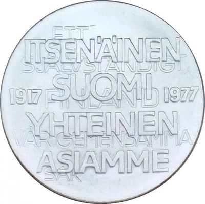 Finland 10 mark 1977 "60 years of Finland's Independence" Silver AU... - Image 1 of 2